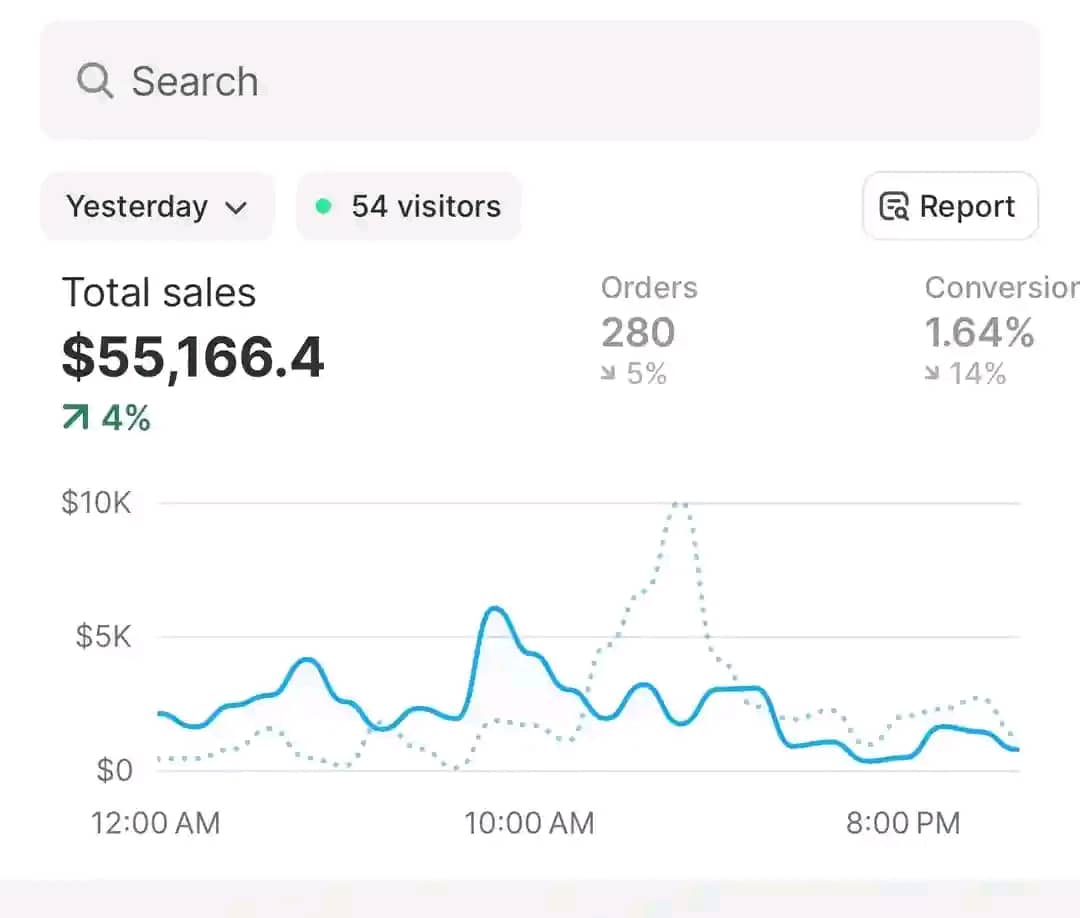Analytics dashboard showing $55,166 Daily Sales